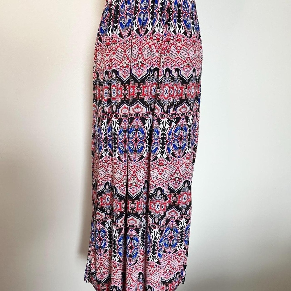 Paisley Red Maxi Dress Tie Straps WinWin Size Large - Picture 3 of 7